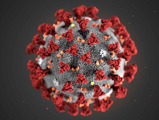 SARS-CoV2 mit "Krone" aus Spike-Proteinen